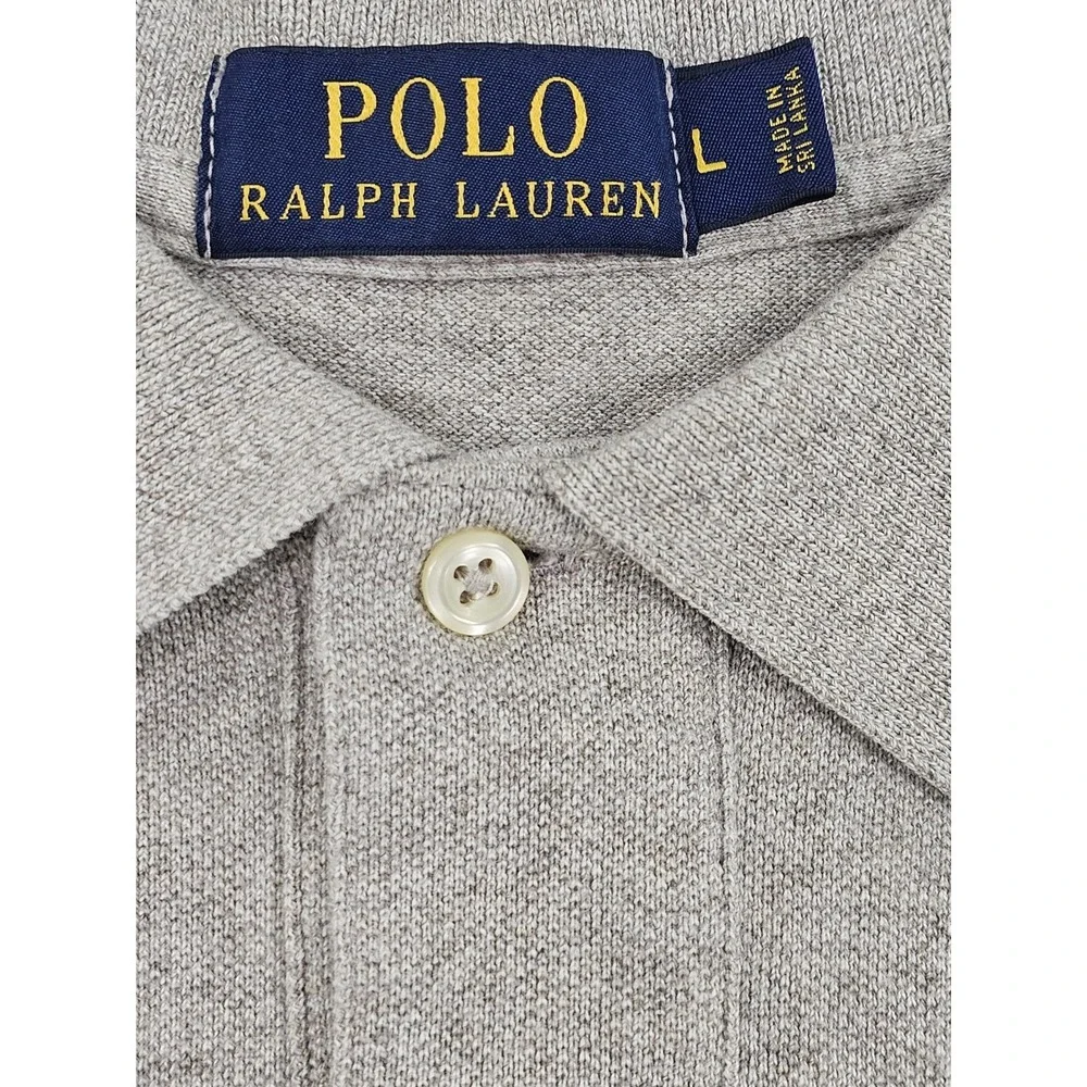Polo Ralph Lauren Men's Large Tan Khaki Brown Pony Marled Polo Golf Shirt‎